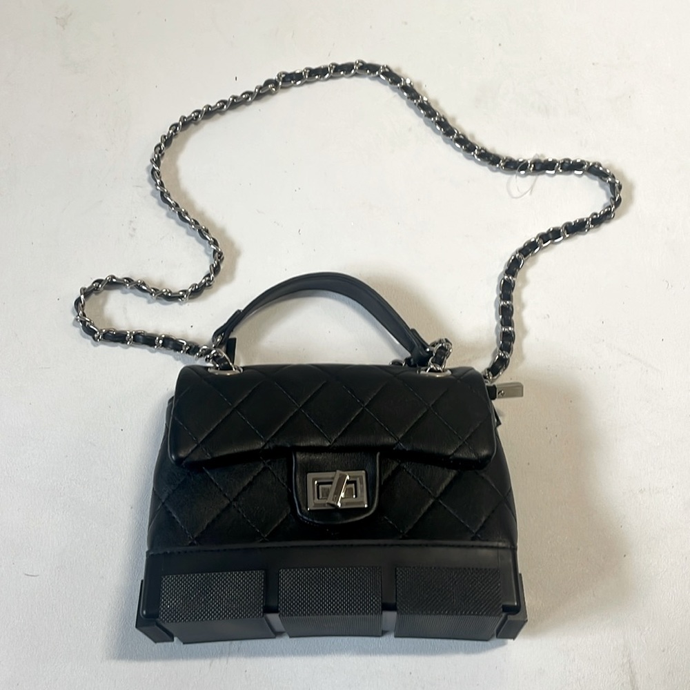 Most Wanted leather purse with rubber bottom chain shoulder strap